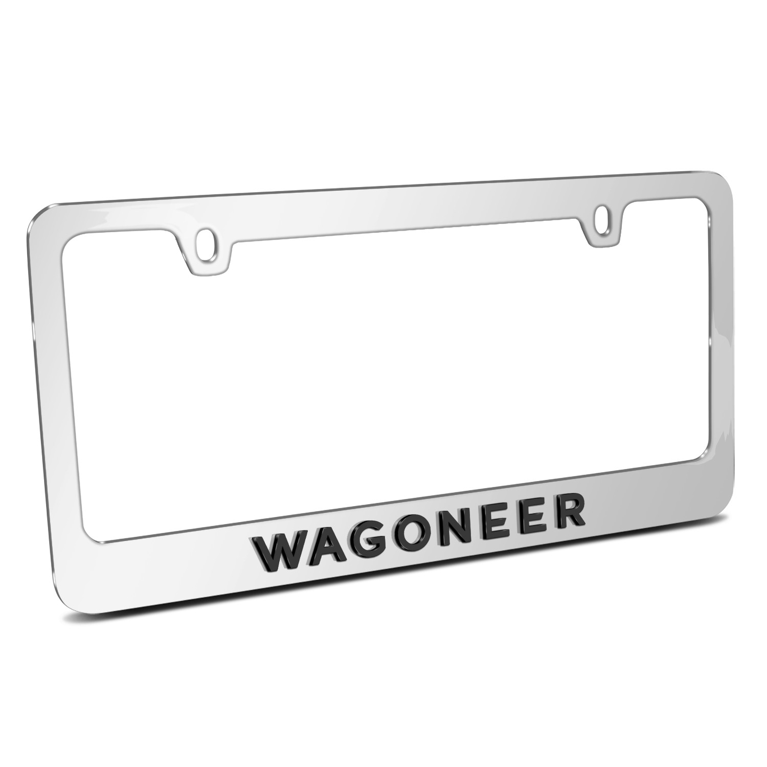 Jeep Wagoneer 3D Black on Mirror Chrome Metal License Plate Frame