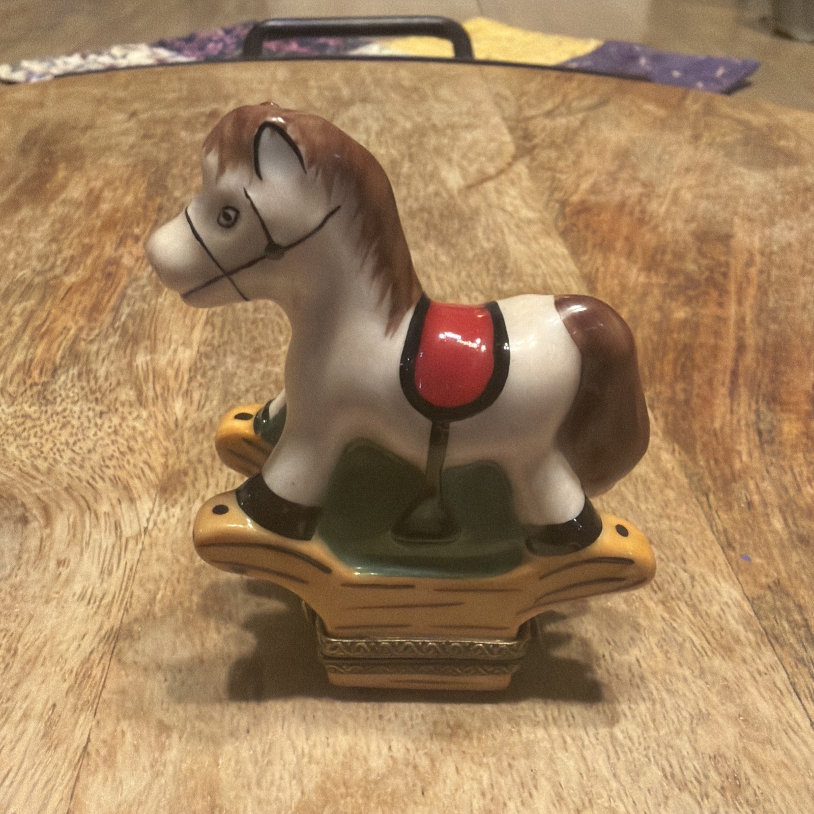 LIMOGES FRANCE BOX- \'WOODEN\' ROCKING HORSE - CHILD\'S TOY 