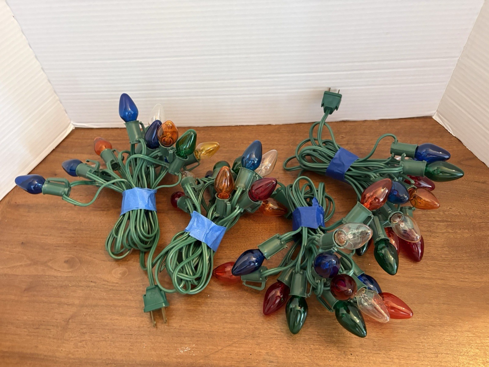 Vintage Set Of 2 C7 Christmas Light Strands 50 Lights Total - Tested And Works