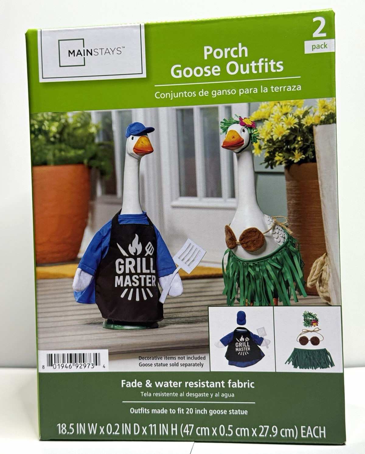 Mainstays Fade/Water Resistant Porch Goose Outfits 2-Pack Grill Master & Hula