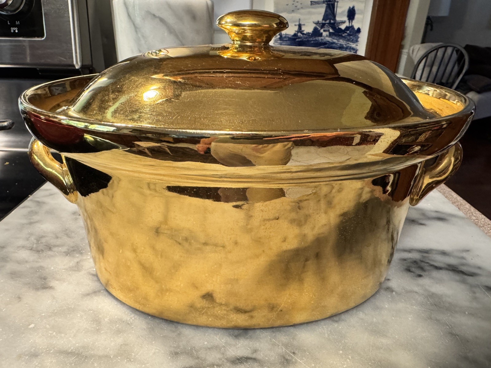 Vintage Hall China Golden Glow Gold Casserole Dish with Lid