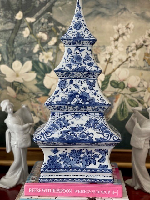Porcelain Blue and White Pagoda Tree