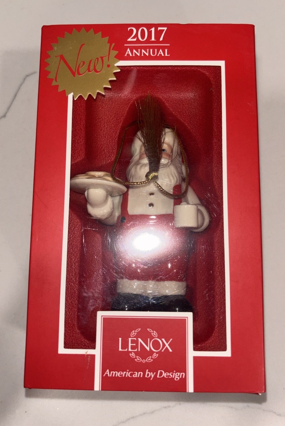 Lenox 2017 Santa Figurine Ornament Annual Cookies For Claus Christmas NIB
