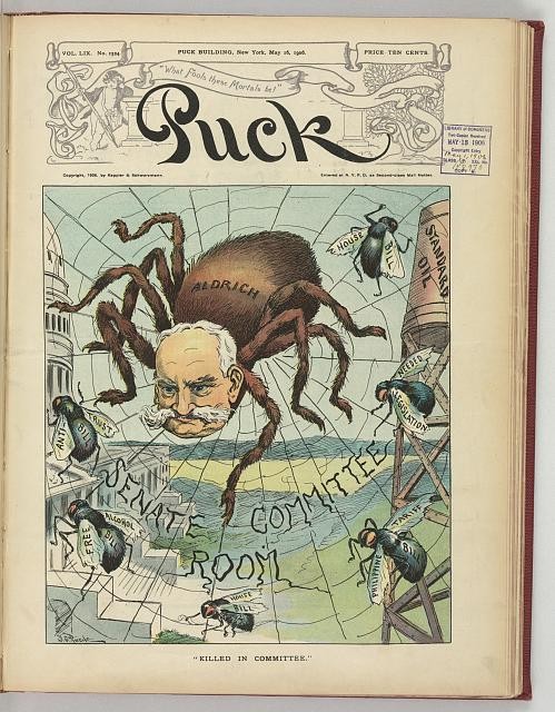 Washington DC US Capitol Nelson W Aldrich 1906 Anti-Trust Spider Cartoon