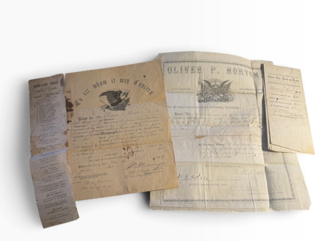 Civil War Surgeon Thomas J Fritts 3rd Indiana Cavalry Comm. Discharge Archives