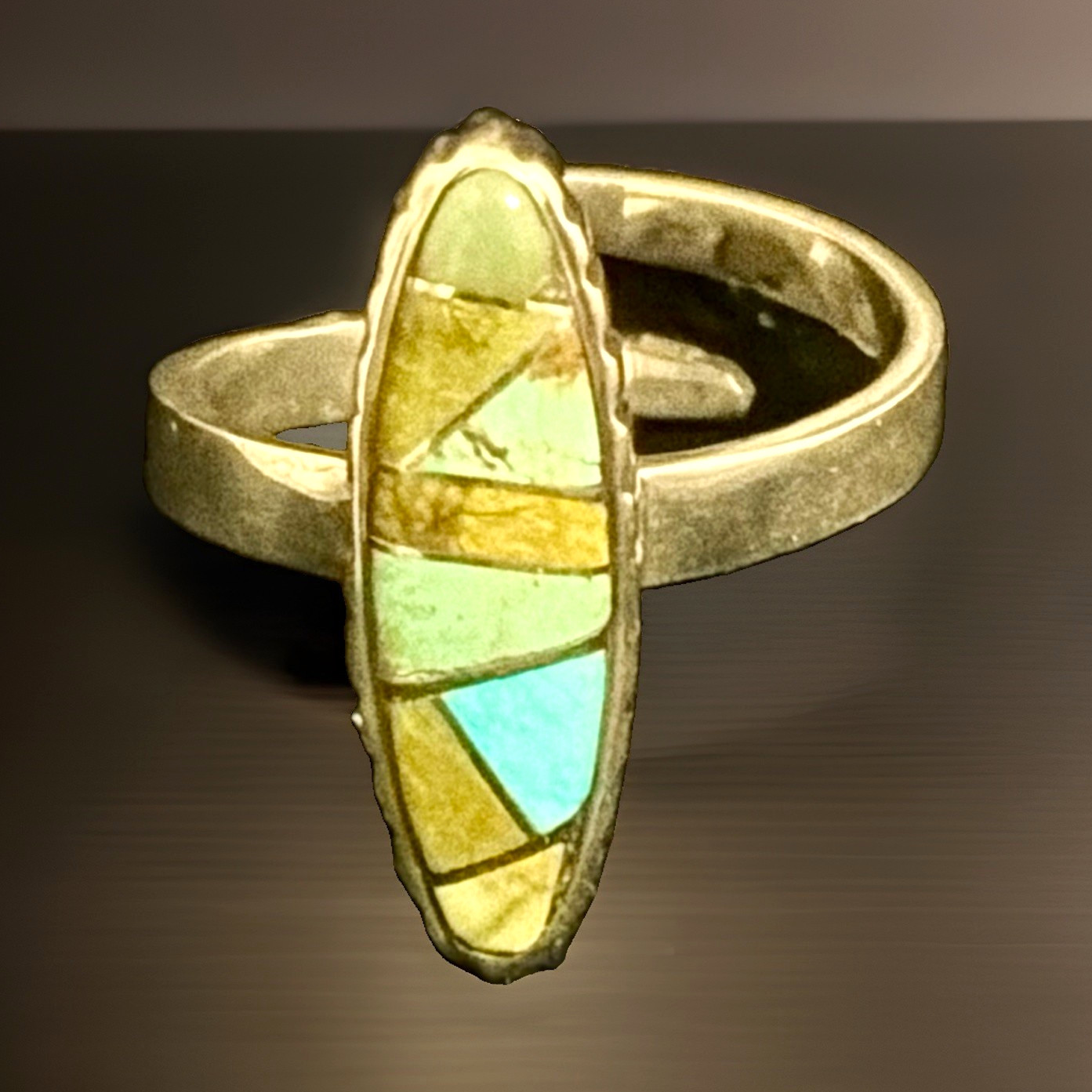 Native American Navajo hand-crafted adjustable inlay with all semi-precious gems