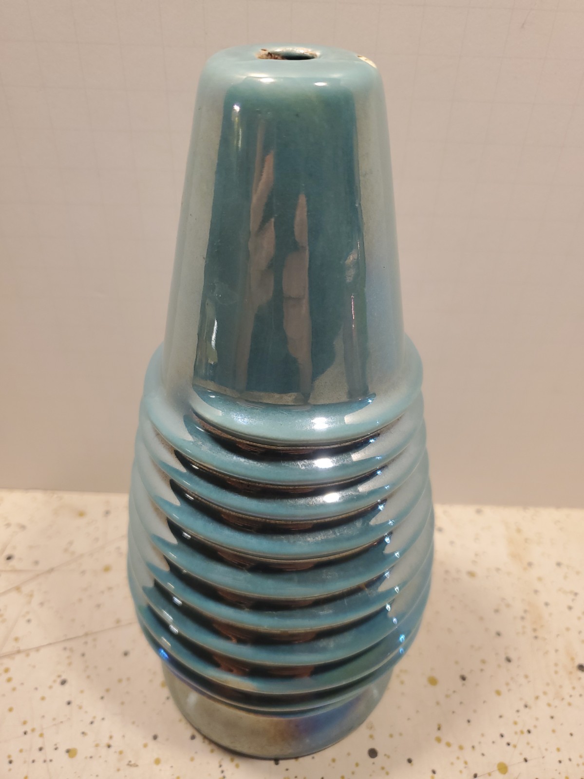 Vintage MCM space age iridescent blue screw lamp base