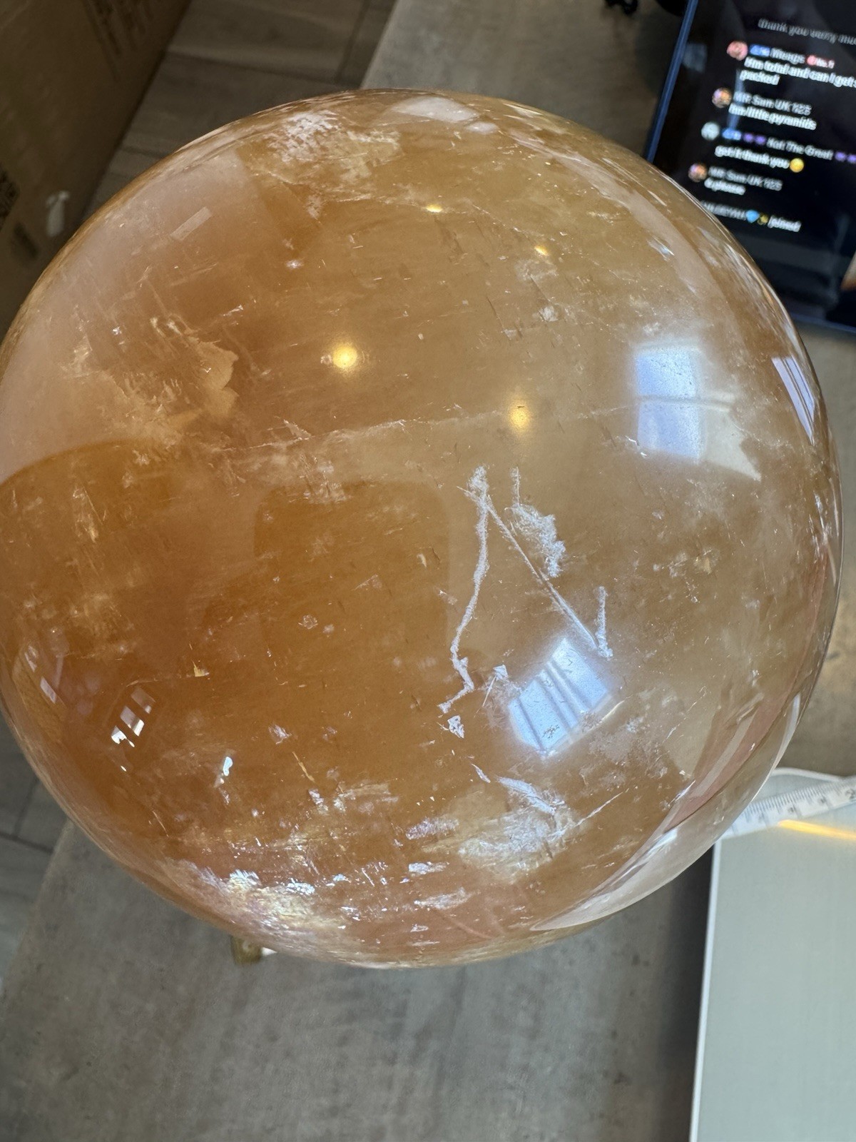8lb Large Calcite Crystal Sphere With Stand
