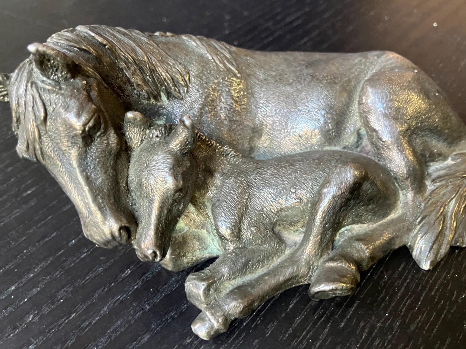 Vintage 925 Sterling Silver Horse Mare & Foal Figurine Statue Sculpture