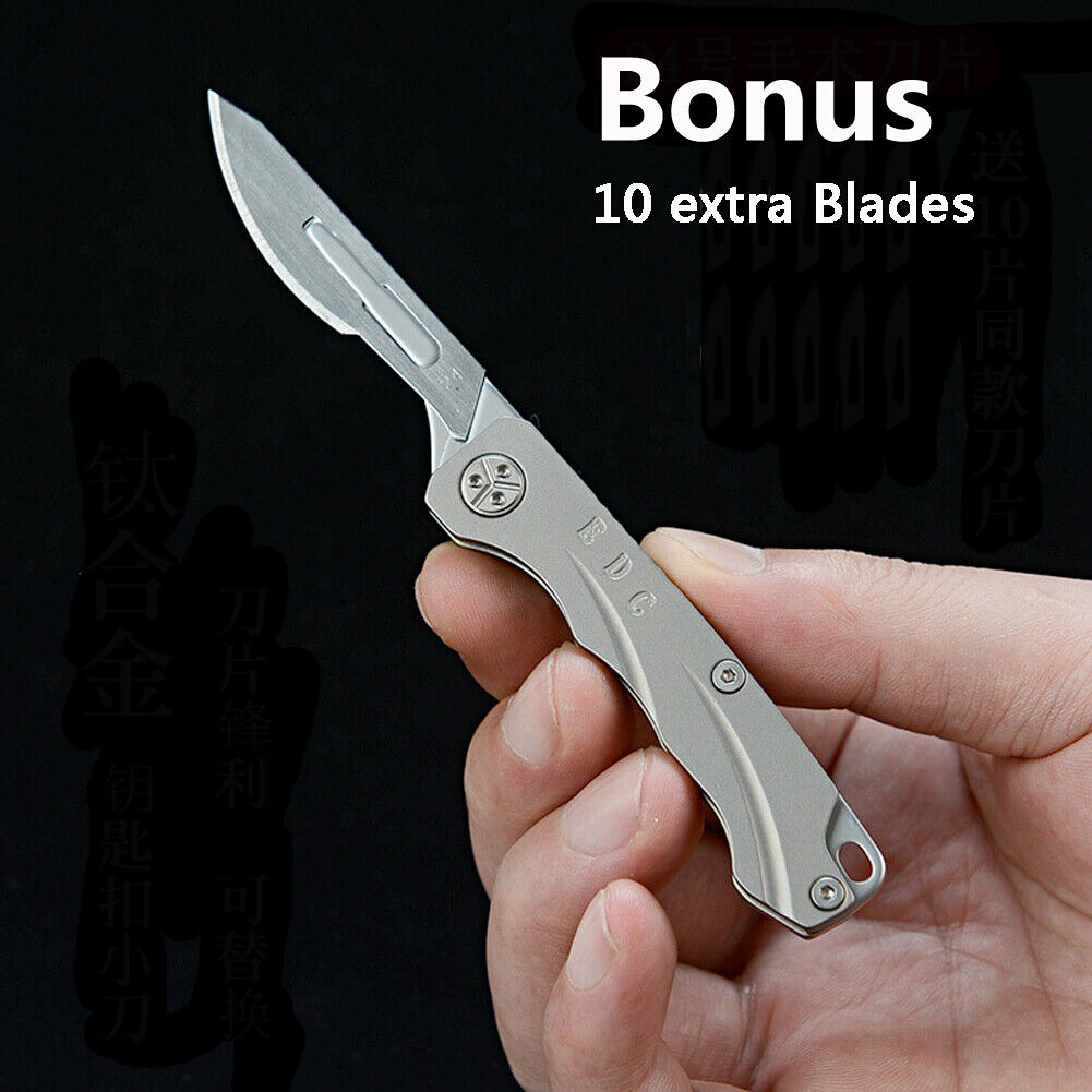TC4 Titanium Utility Knife Scalpel Blade Pocket Folding Knife Outdoor EDC Travel