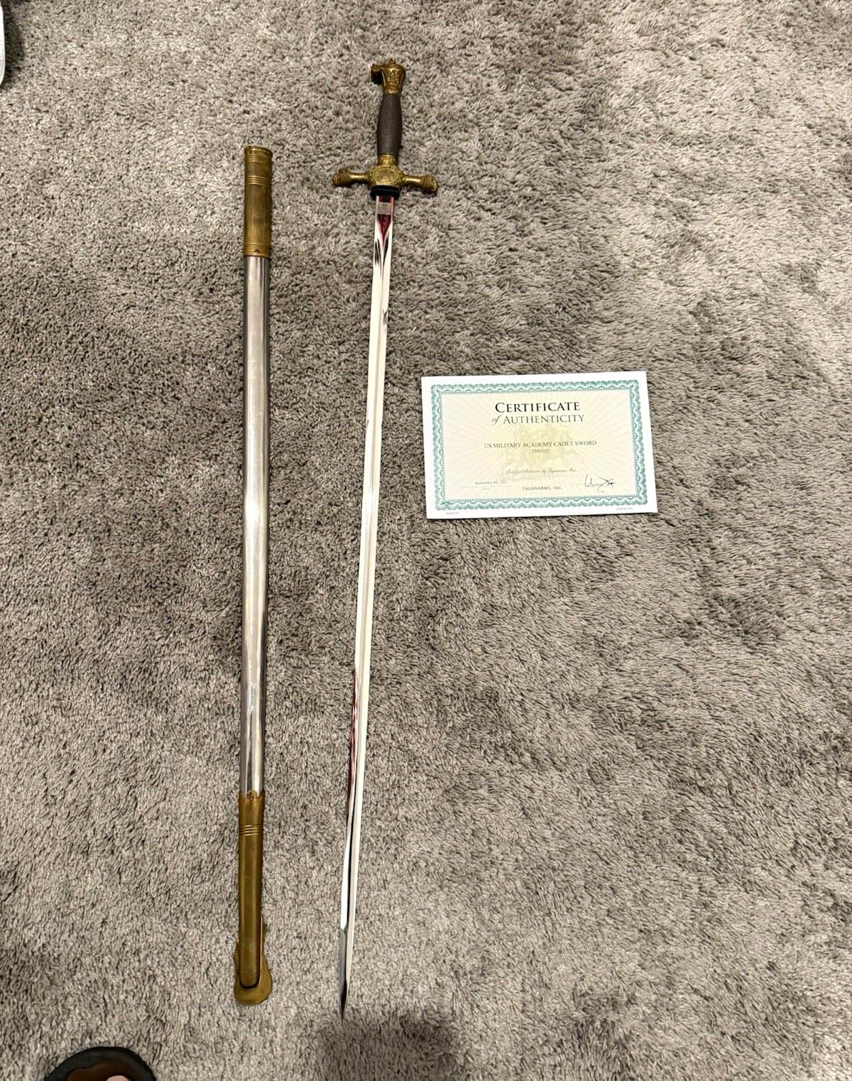 N.S. Meyer, Inc. US Military Academy Cadet Sword w/ Scabbard COA Brass