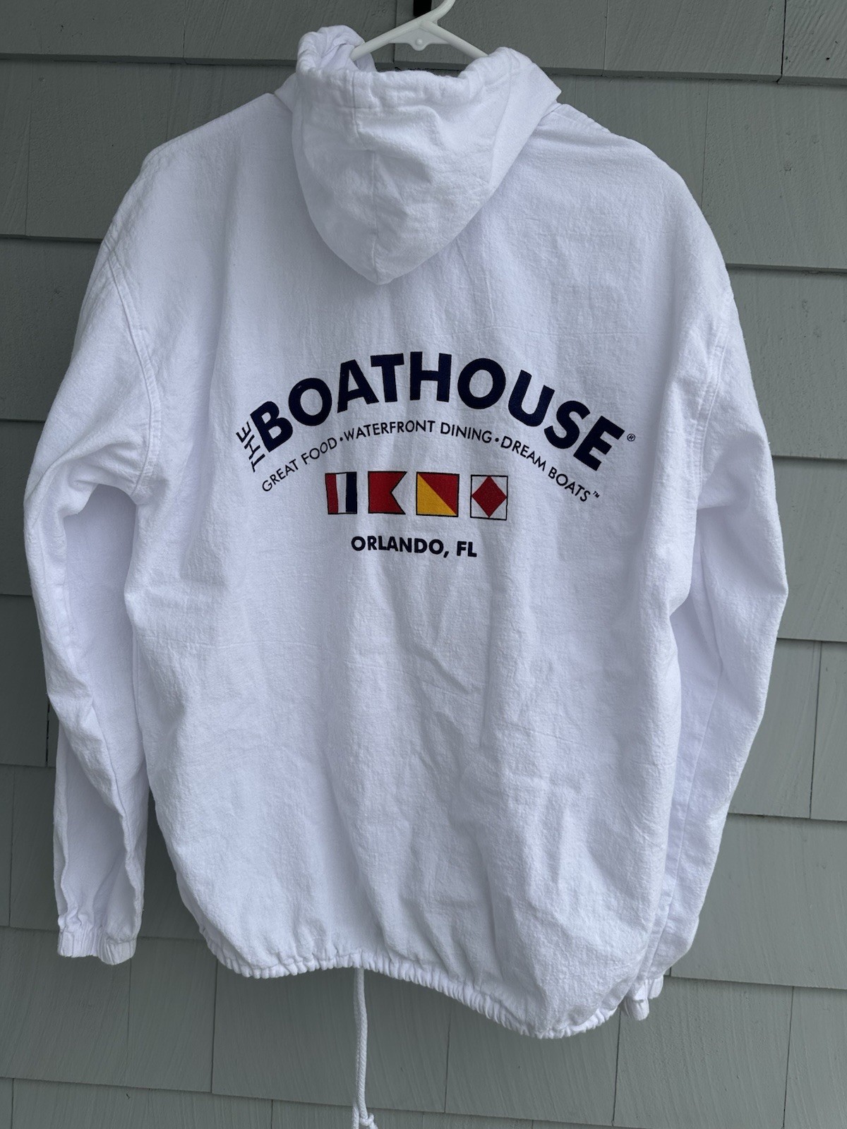 The Boathouse Disney Springs Orlando Captain Zip Hoodie Size M White Nautical