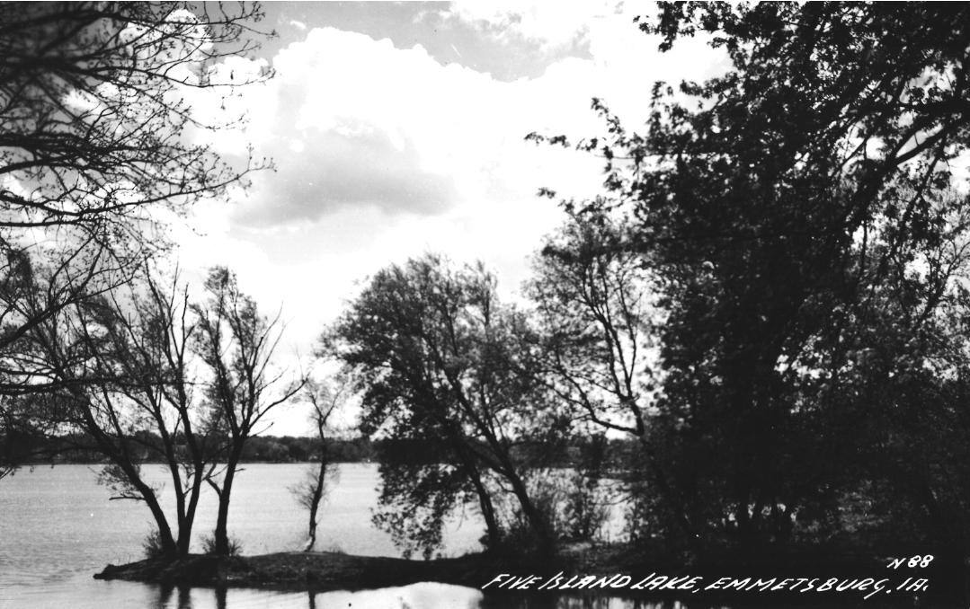 RPPC Five Island Lake Emmetsburg Iowa Trees c1950s