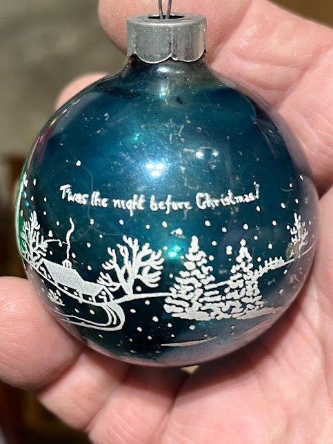 VINTAGE SHINY BRITE CHRISTMAS ORNAMENT TWAS THE NIGHT BEFORE CHRISTMAS RARE HTF