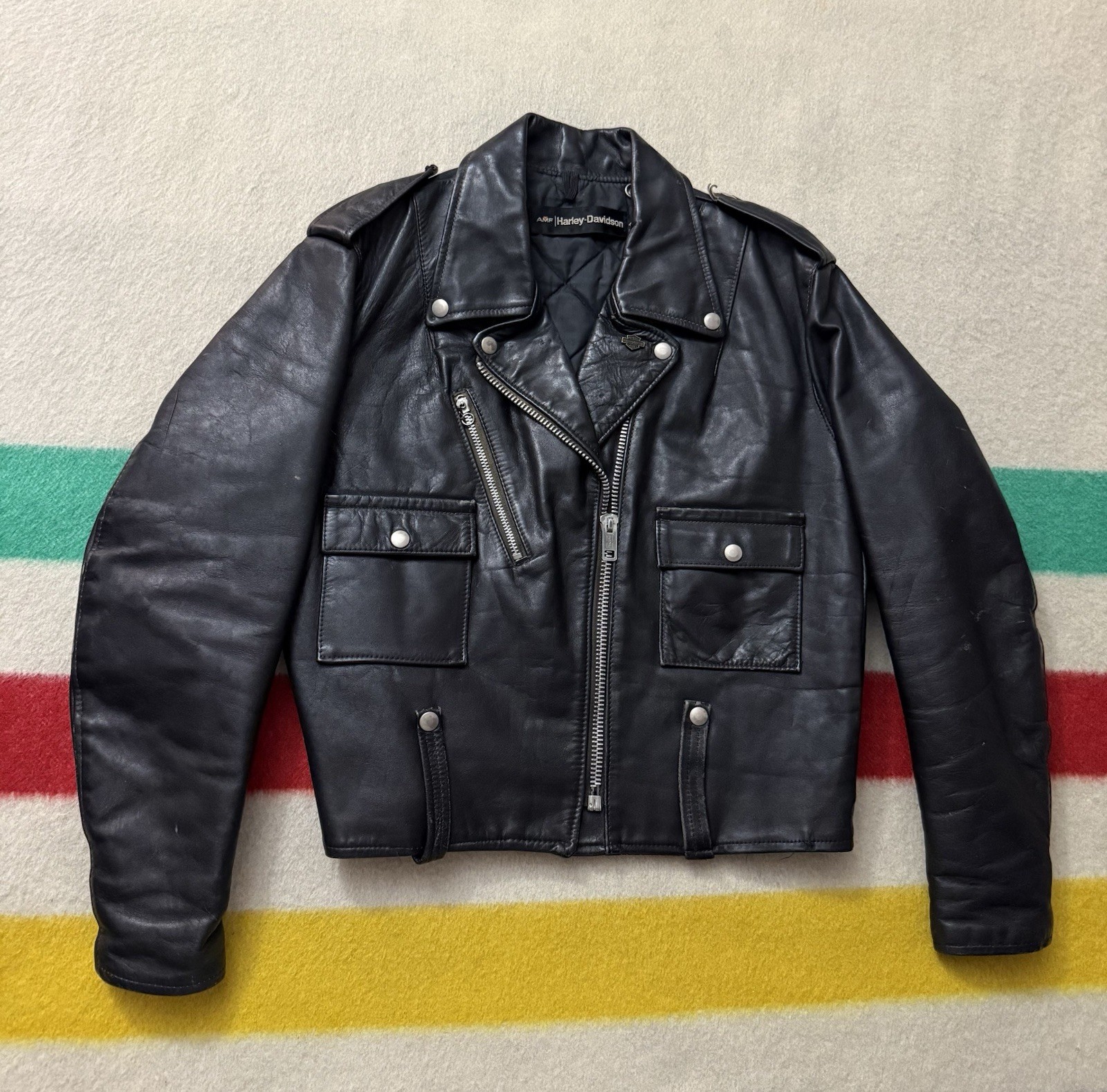 Vintage 60s 70s Harley Davidson Leather Perfecto Jacket Size 40 Extra Small XS