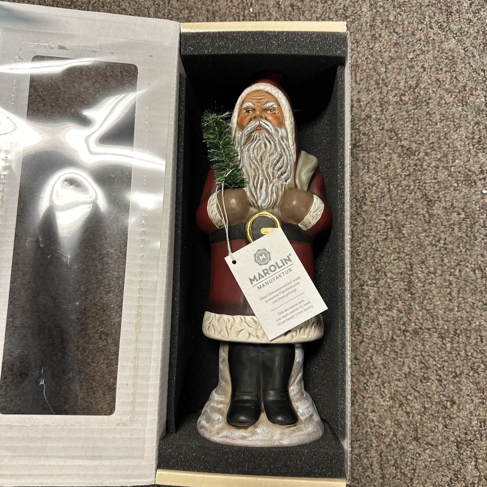 Marolin Santa Figurine Limited Edition Papermache Handpainted Red 4?3/22 New