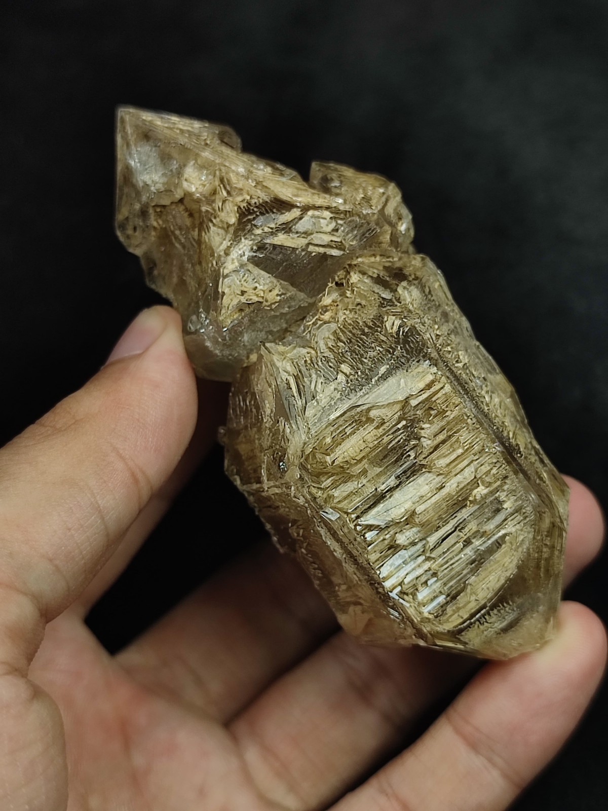 Window/Skeletal Quartz DT Crystal Having Perfect Clay Inclusions.Pak.