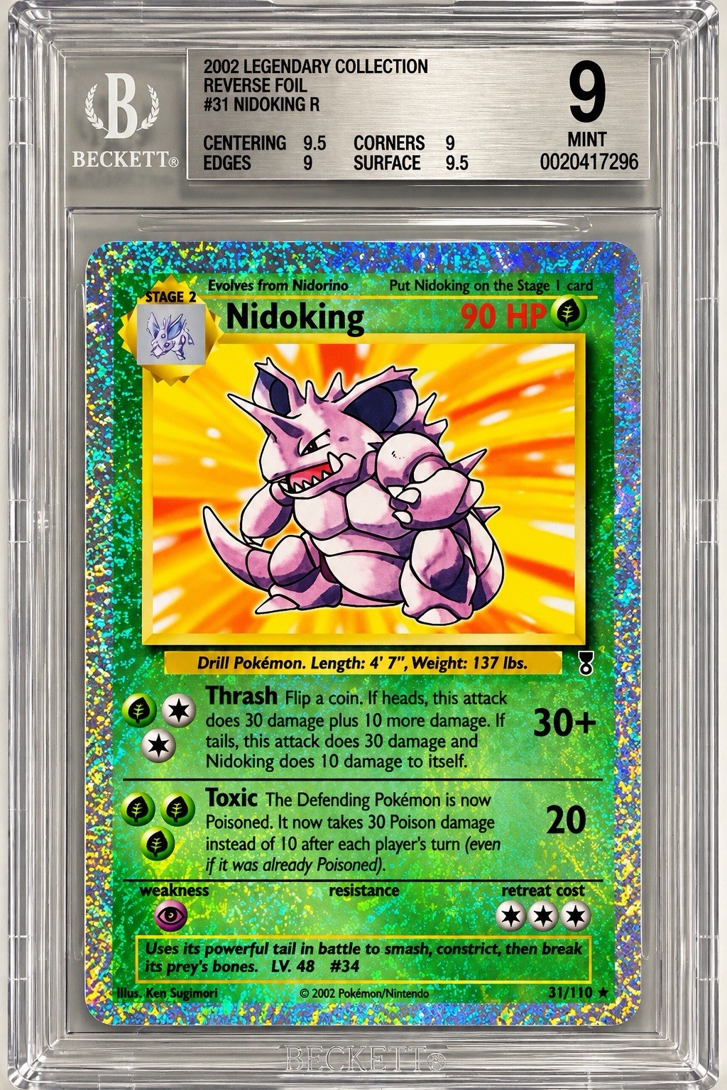 Nidoking 31/110 Reverse Foil Legendary Collection 2002 BGS 9