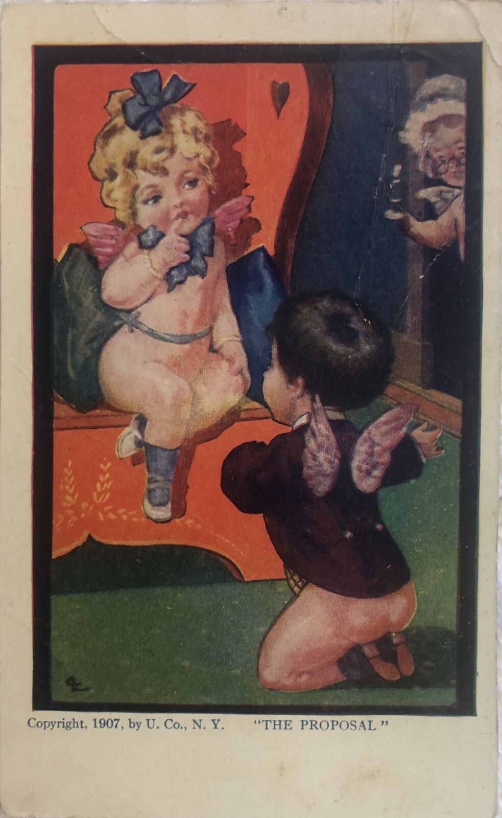 ANTIQUE - THE PROPOSAL  - POST CARD c1907 - VERY GOOD,