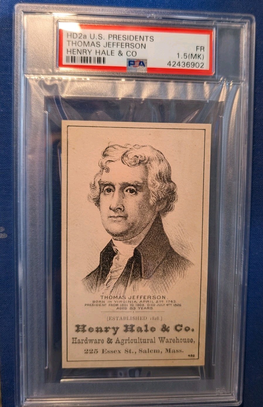 1880s Hd2a US Presidents Thomas Jefferson PSA 1.5 MK Henry Hale Pop 1 Looks Nice
