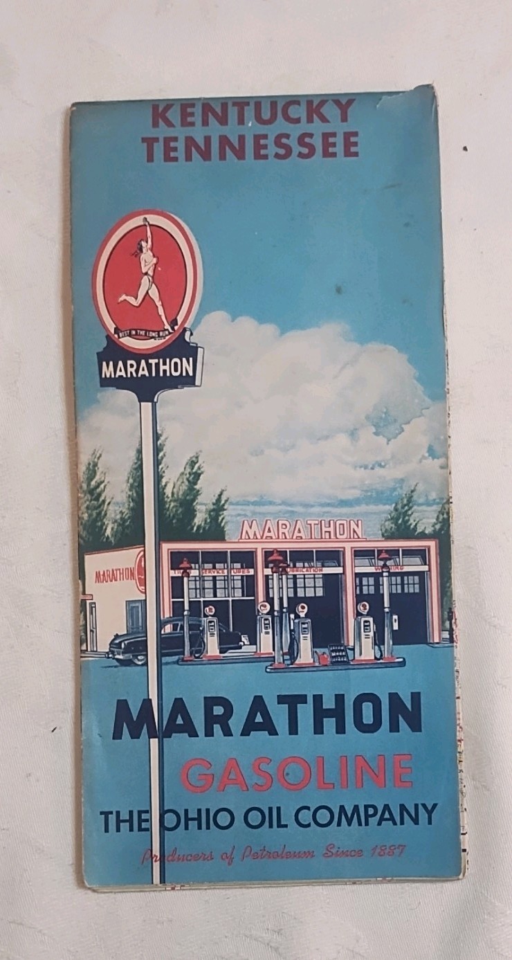 1956 Marathon Oil Kentucky/Tennessee Vintage Road map 
