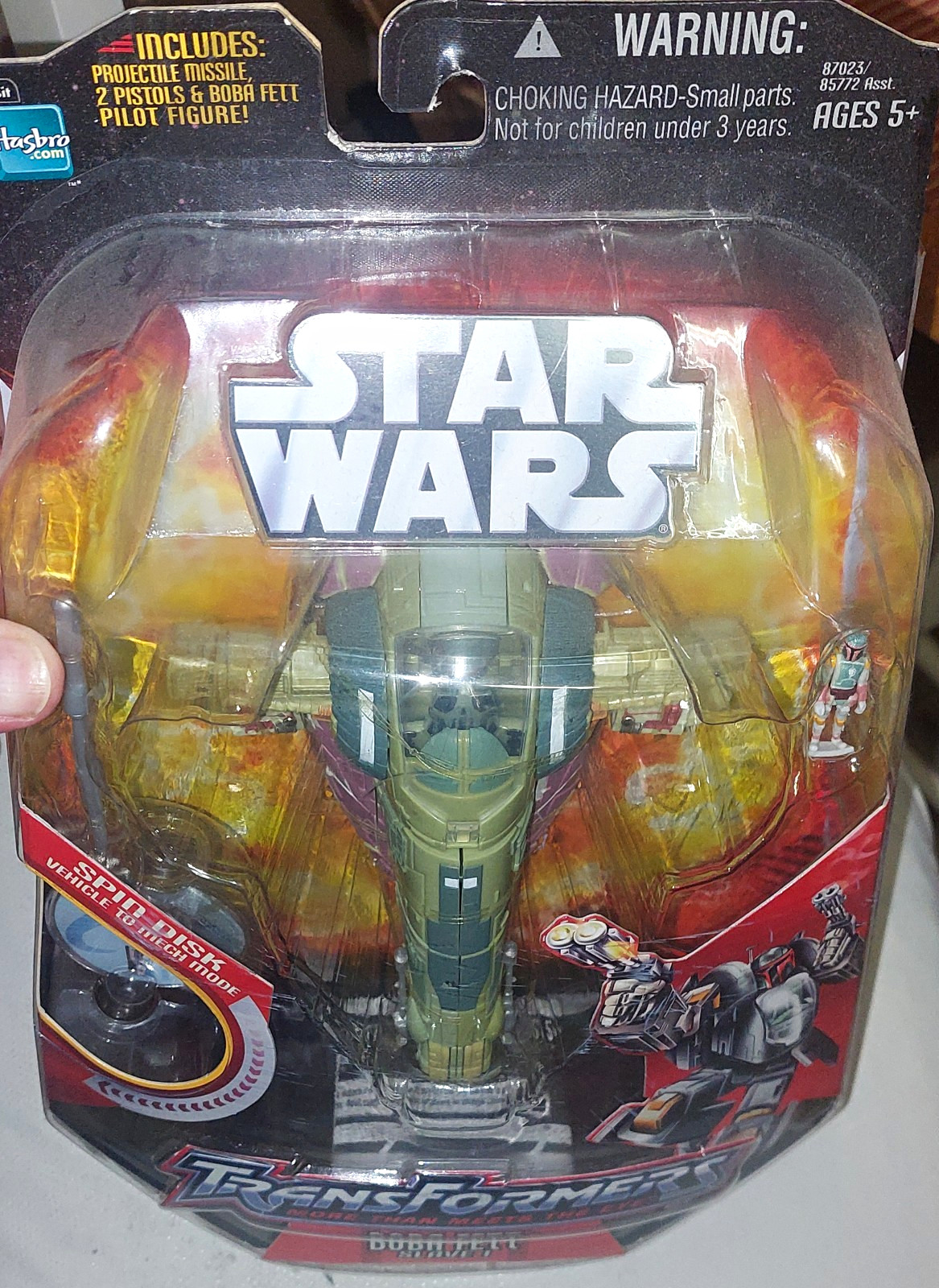 Star Wars Transformers Boba Fett Slave I Hasbro Crossover Sealed New