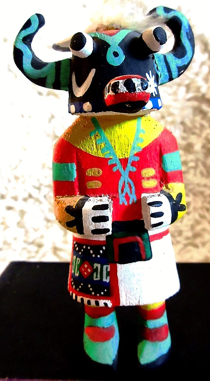 Vintage Mid-Century Colorful Hopi Hote Clown Kachina Doll