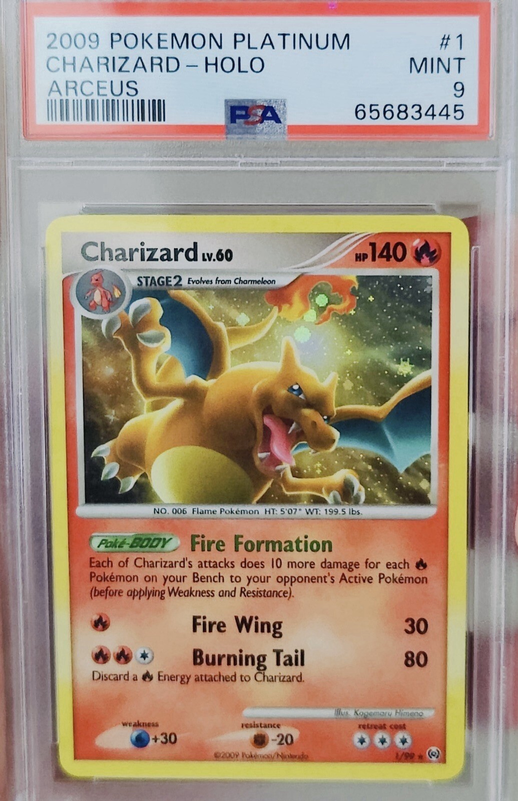Pokémon 2009 Platinum Arceus Charizard Holo #1 PSA 9