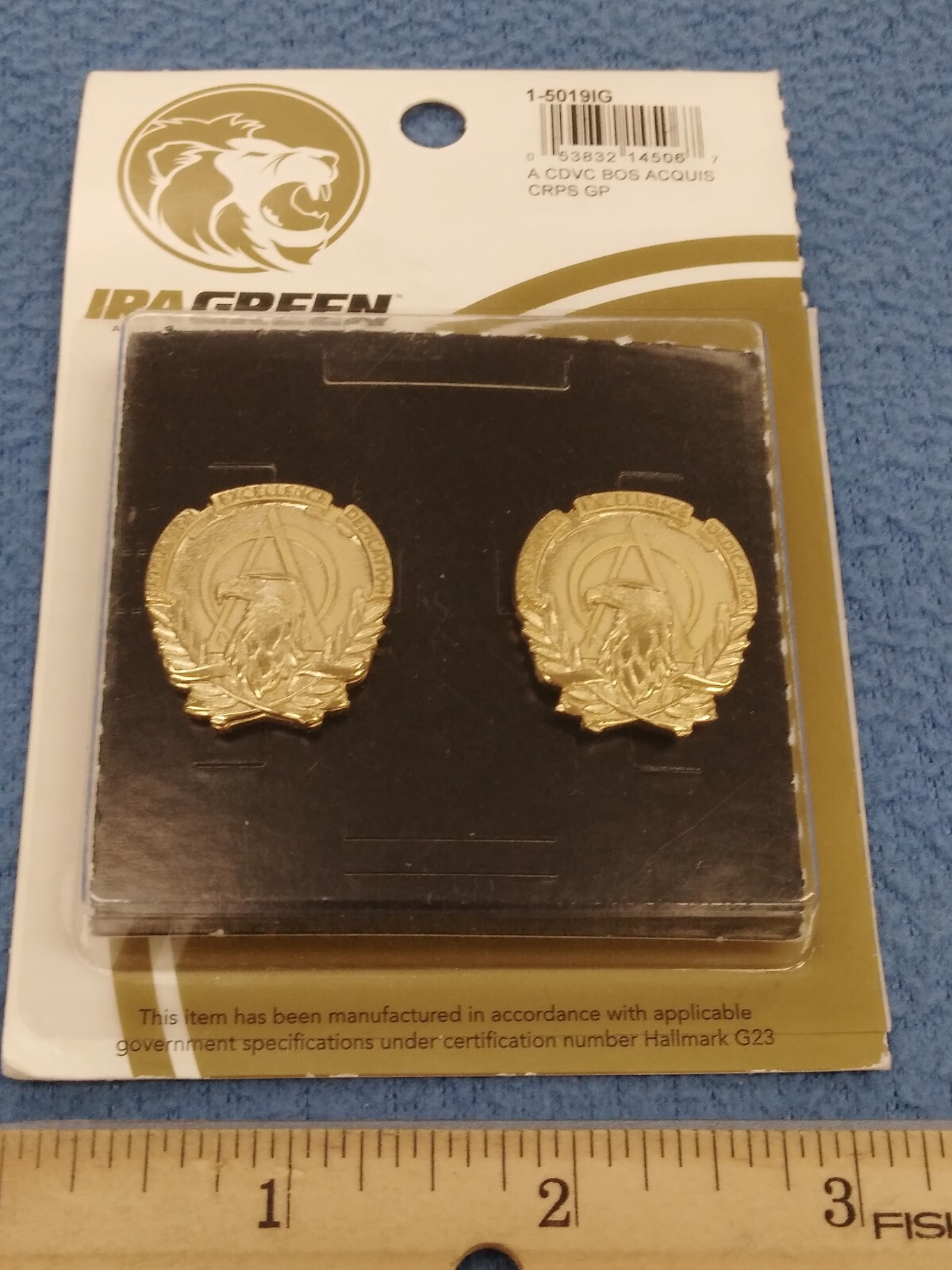 PAIR OF - OFFICERS B.O.S  ACQUISITION CORPS - NEW GOLD PLATED - NEW