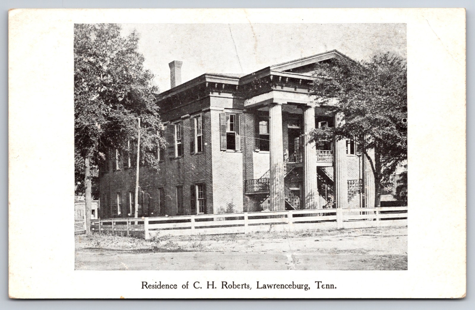 Residence of C.H. Roberts Lawrenceburg Tennessee TN c1910 Postcard