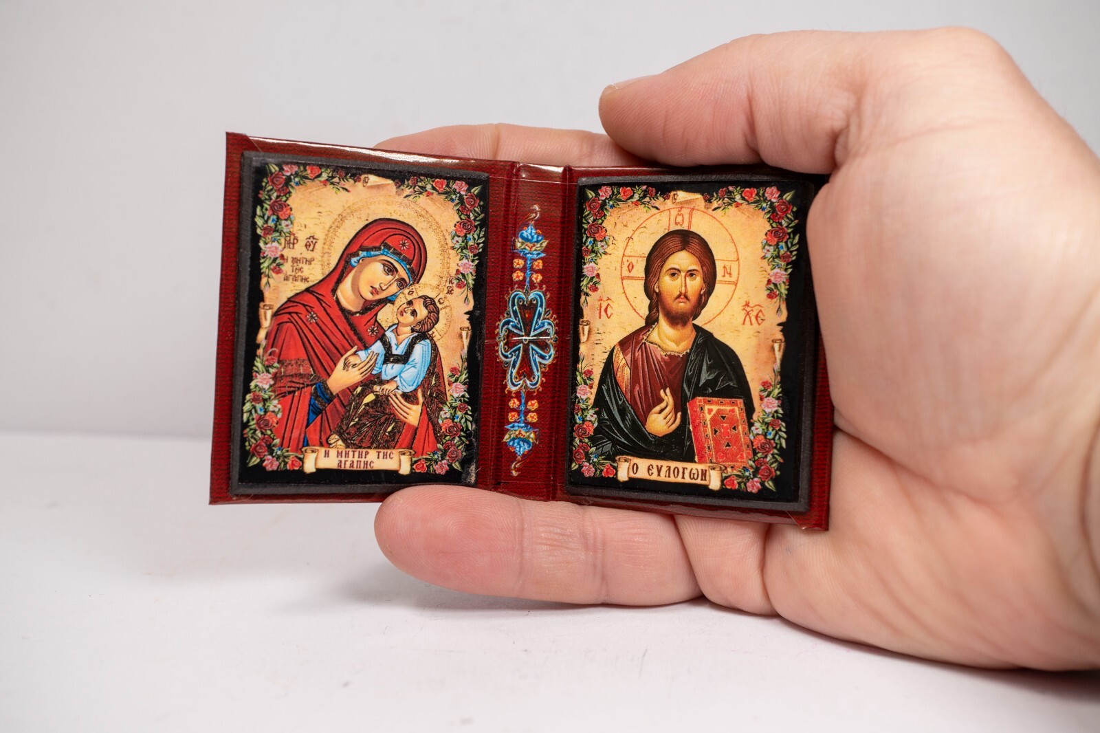 Mini Gospel – Diptych Orthodox Icon with the Jesus Christ and the Virgin Mary