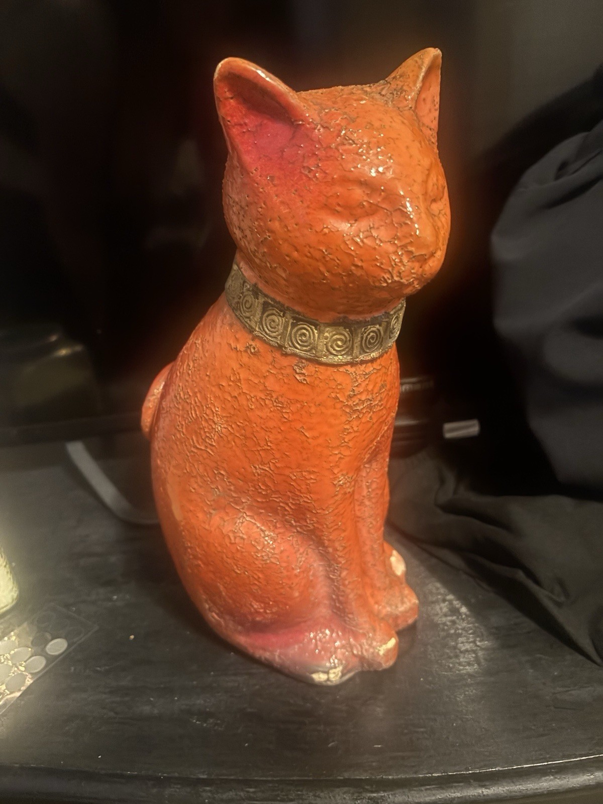 Vintage Mid Century Orange Ceramic Cat Figurine * Rare