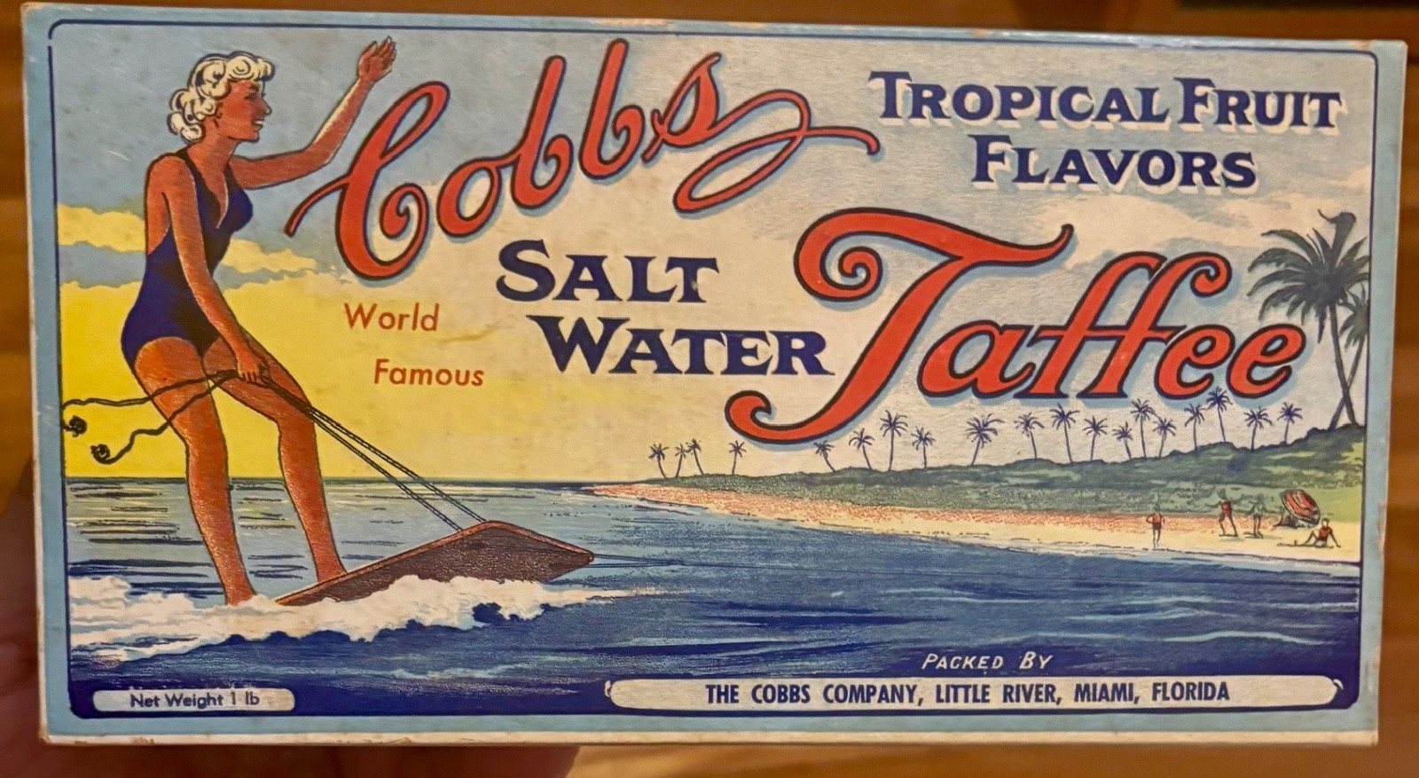 Vintage 1950s Miami Florida Cobb's Salt Water Taffee Candy Box