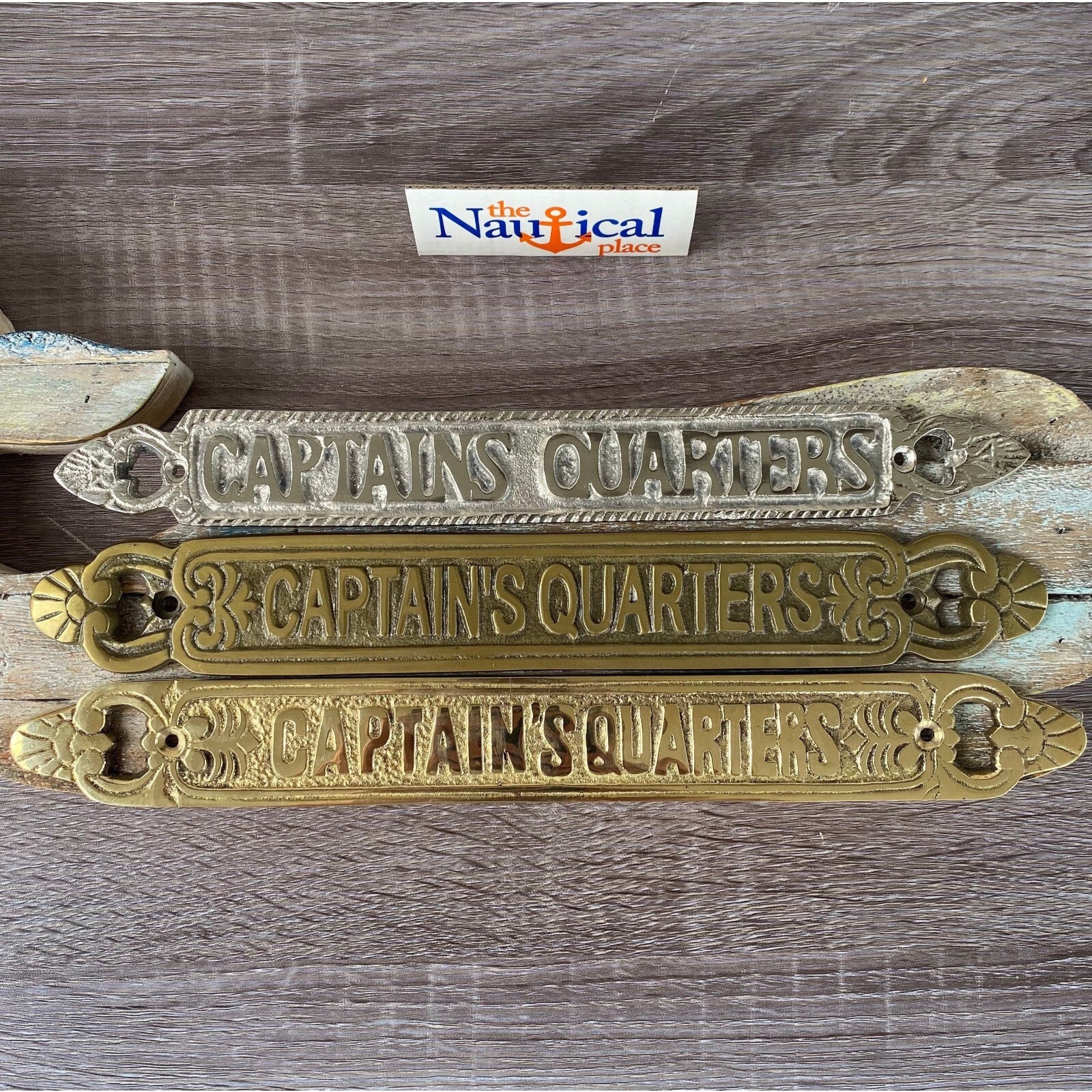 Brass Captains Quarters  Door Signs, Polished, Antique, Silver Finish Wall Decor