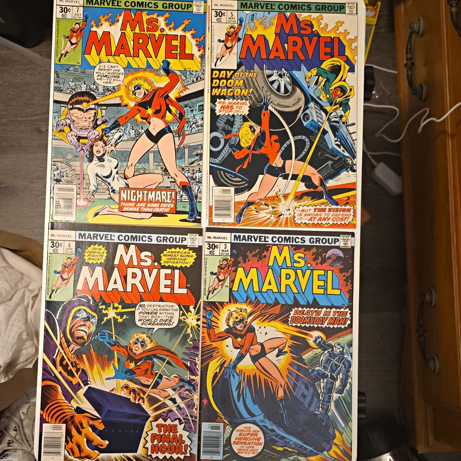 Marvel Ms. Marvel Comic Lot #3 #4 #5 #7 (1977) Bronze Age All NM Comics.