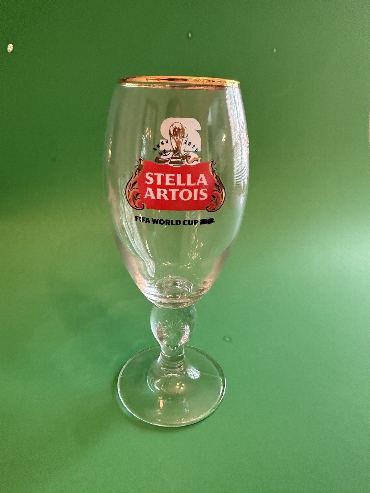 Stella Artois FIFA World Cup 2026 Gold Rim Chalice Beer Glasses Set of 4