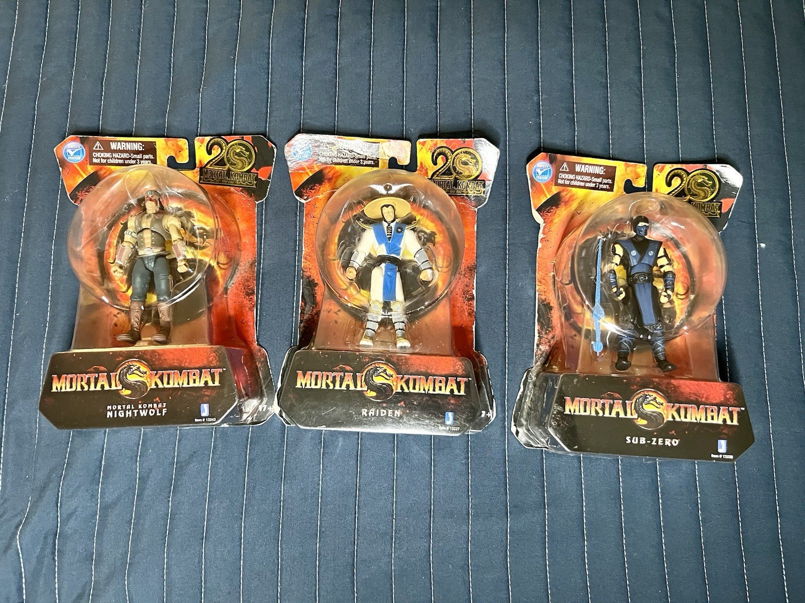 NIB Mortal Kombat 20th Anniversary Raiden Sub-Zero Nightwolf Figures Jazwares