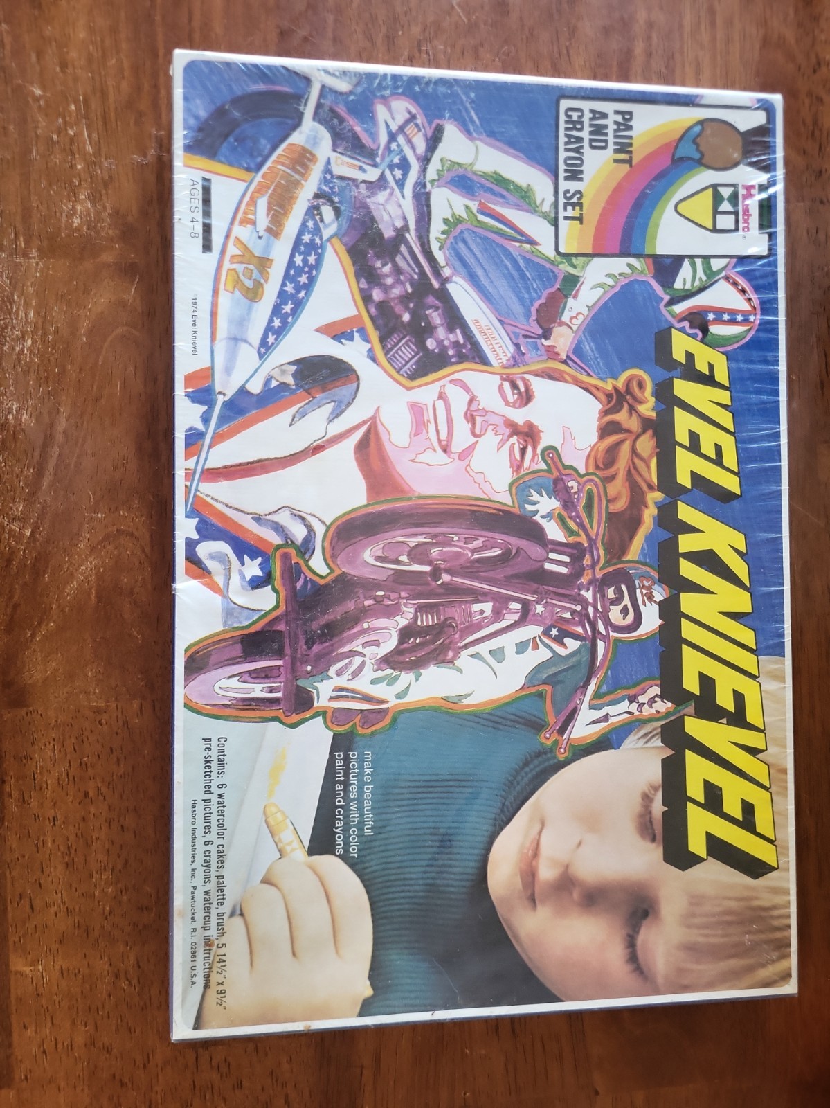 VINTAGE RARE EVEL KNIEVEL 1974 PAINT AND CRAYON SET HASBRO ORIGINAL SEALED BOX
