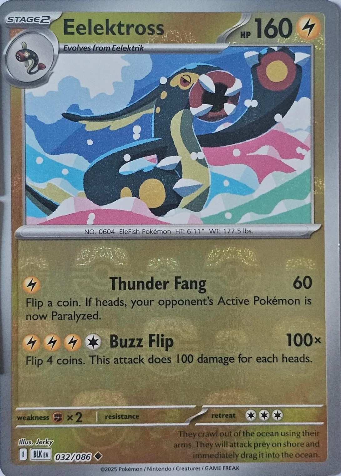 Eelektross (Master Ball Pattern) 032/086 Uncommon Black Bolt Pokemon Holo NM