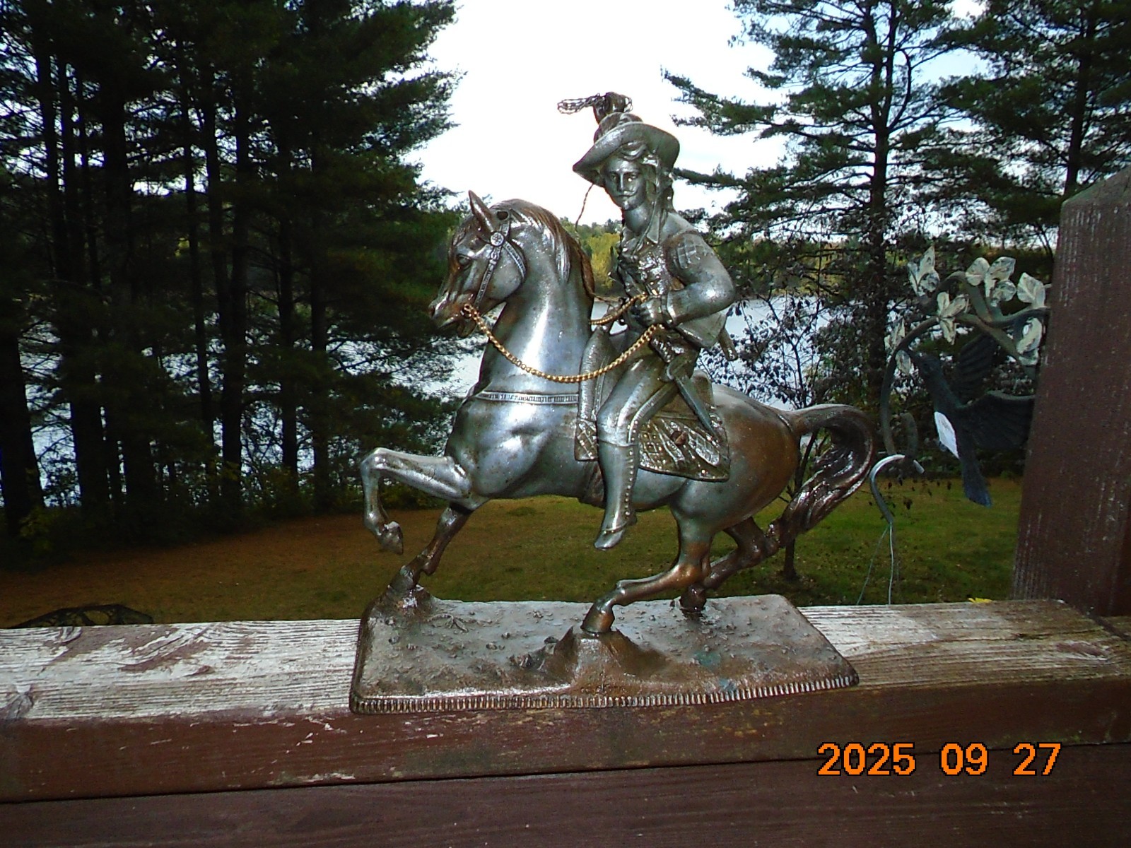 Antique Nicholas Muller and Sons Cast Spelter Metal Military Man Signed on Horse