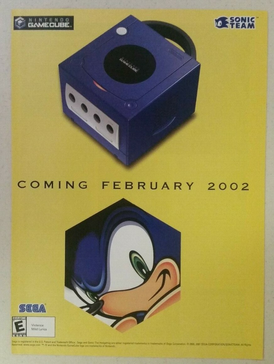 2001 SONIC THE HEDGEHOG ~ Vintage Video Game PRINT AD Nintendo Gamecube