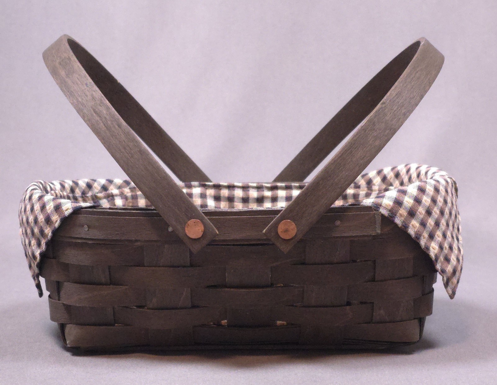 Vintage LONGABERGER Small Gathering Basket Swing Handles 2011 Signed w/Liner