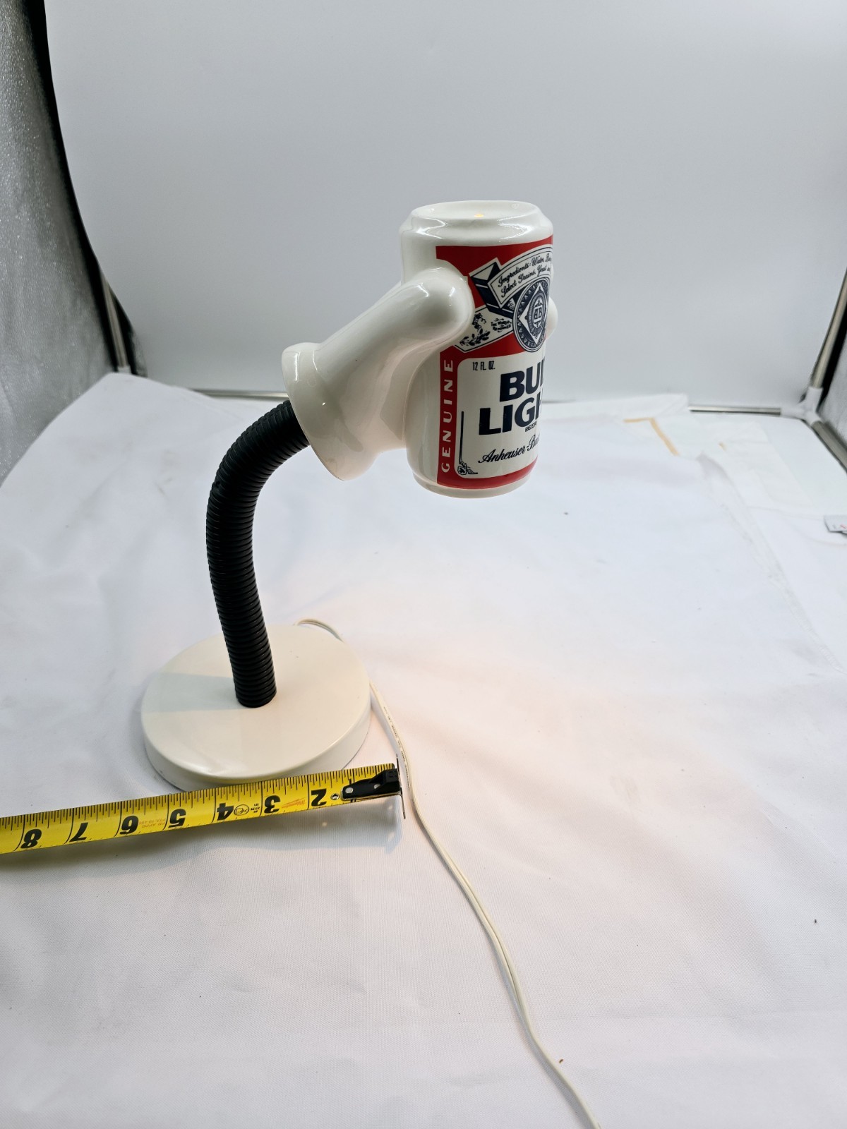 Vintage Porcelain Bud Light Beer Can Desk Lamp Light  Working