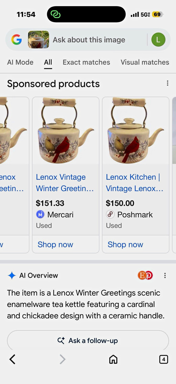 Lenox Winter Greetings Scenic Tea Kettle Teakettle Cardinal Design