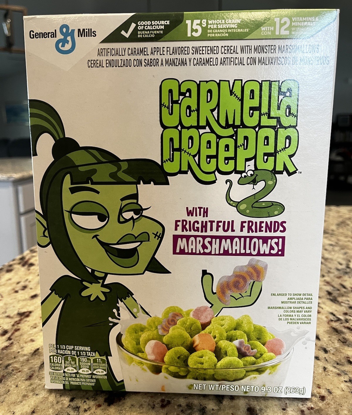 Monster Cereal General Mills Carmella Creeper 2024 Full Cereal Box *New Sealed