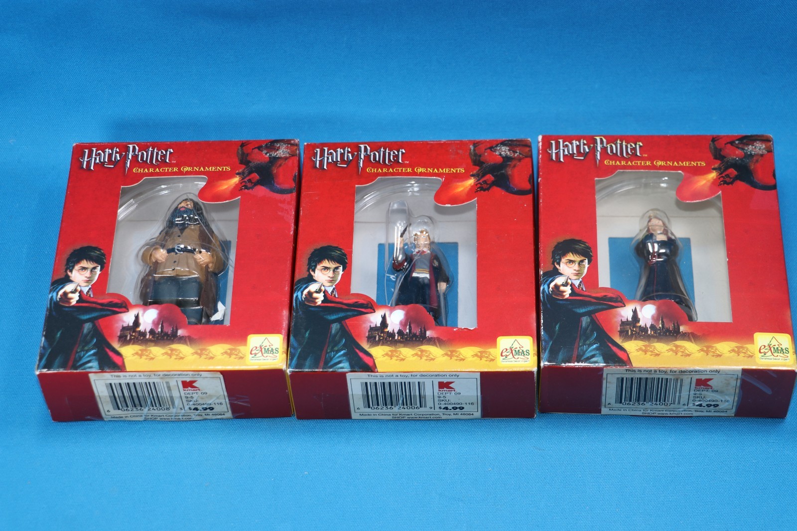 3 eXmas HARRY POTTER CHARACTER ORNAMENT LOT HARRY HERMINE HAGRID VINTAGE K-MART