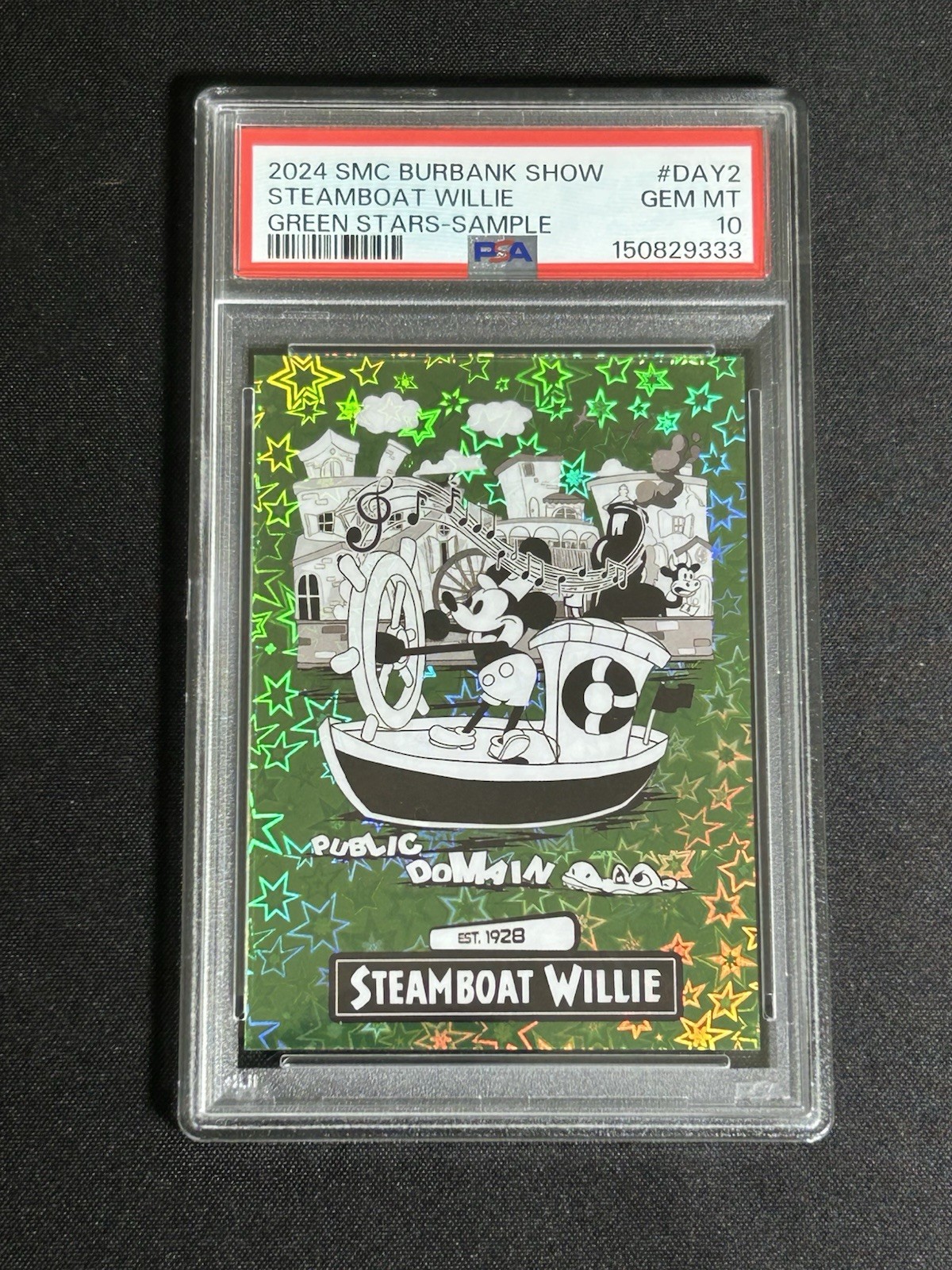 2024 SMC Steamboat Willie Burbank Card Show Excl. Green Stars Sample - PSA 10