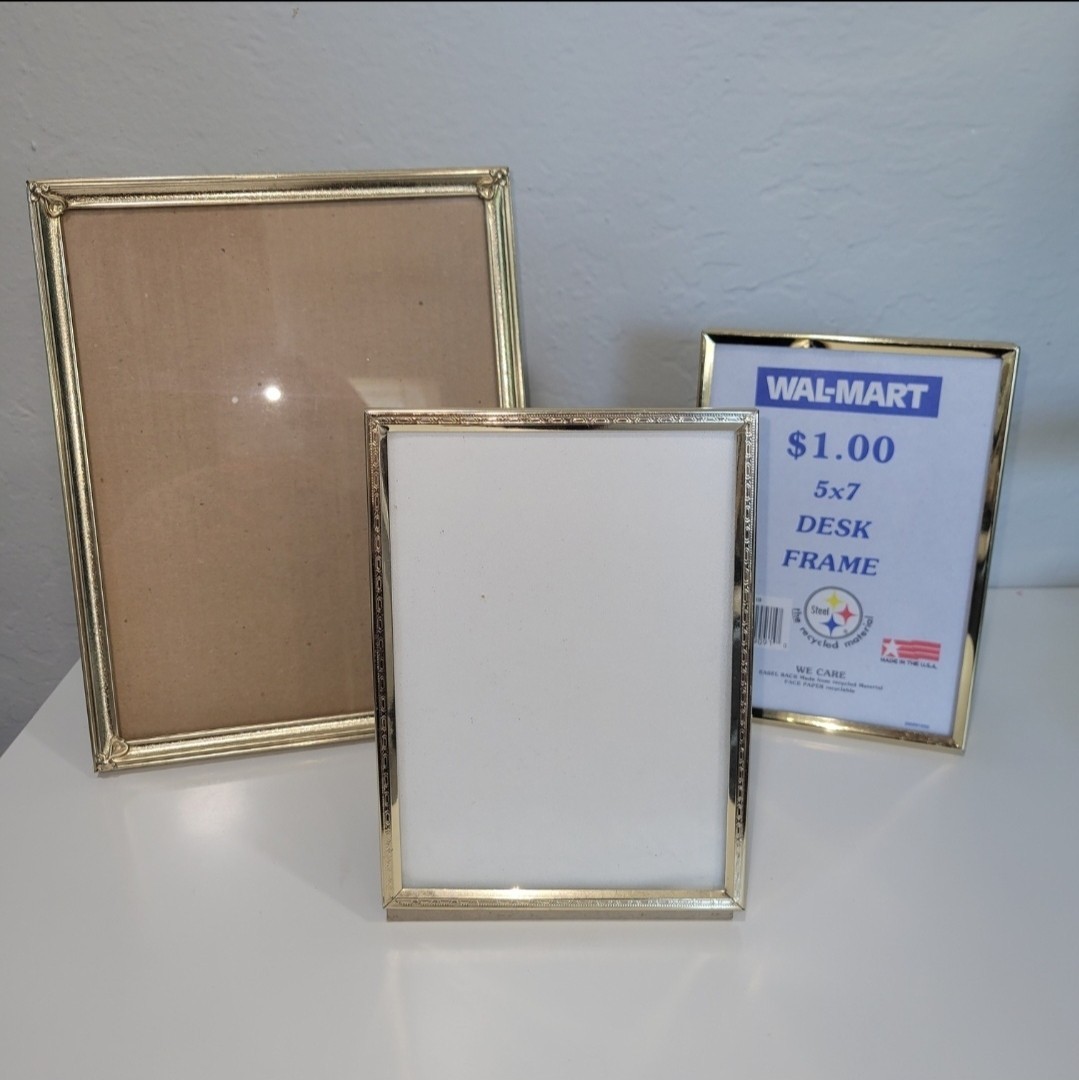 Vintage Set Of 3 Multi Size Goldtone Metal Picture Frames