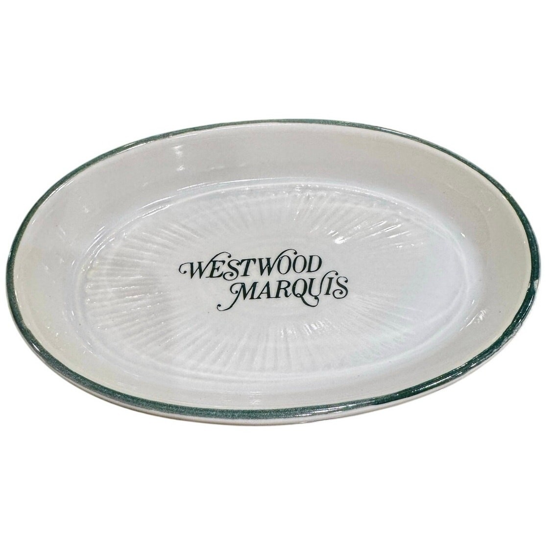 Vintage Westwood Marquis Hotel Los Angeles Ceramic Soap Trinket Dish Green 5.5”
