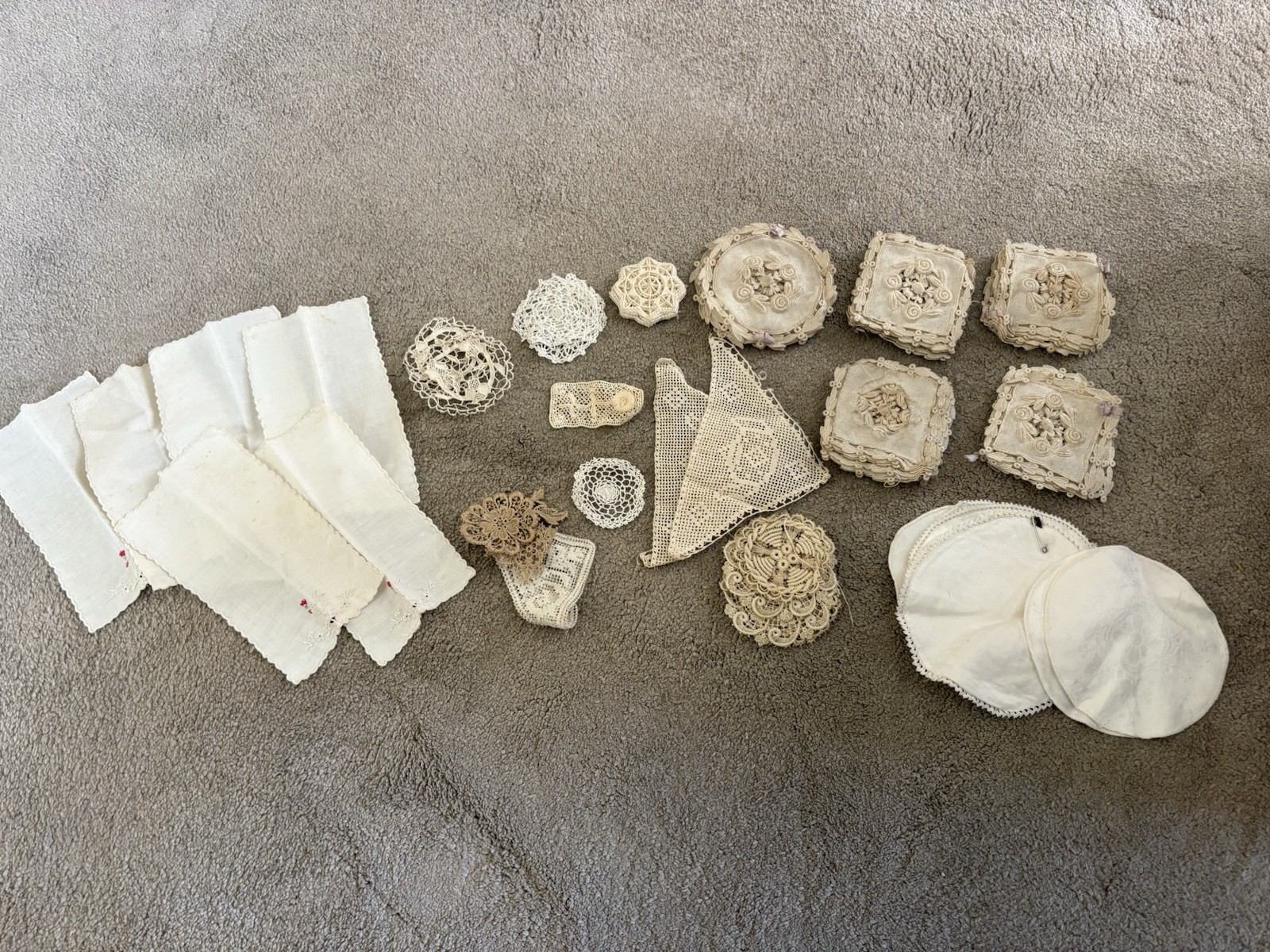 Job Lot Vintage Antique Linens Lace Doilies Table Runners Craft Slow Stitching